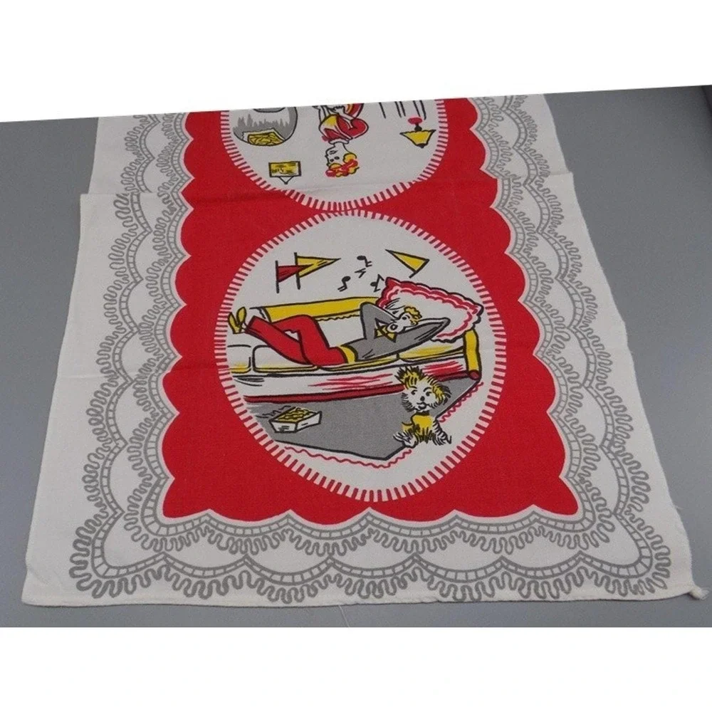 Married Life 50's Funny Tea Towel Husband & Wife Comic Housework Linen